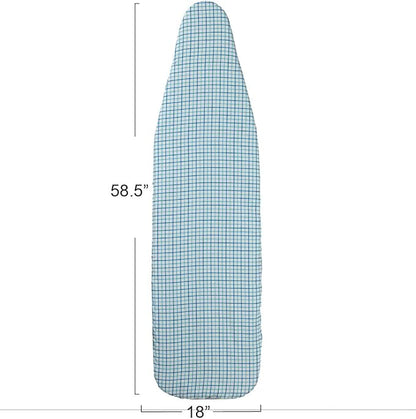 Household Essentials Deluxe Ironing Board Replacement Pad and Cover, White and Blue Grid Pattern