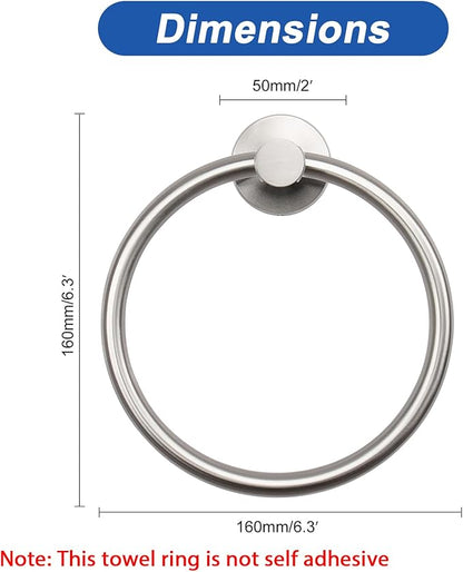 NearMoon Bath Towel Ring, Bathroom Hardware Accessories-Thicken Stainless Steel Hand Towel Holder for Bathroom, Modern Round Towel Hanger Wall Mounted (Brushed Nickel, 5 Pack)