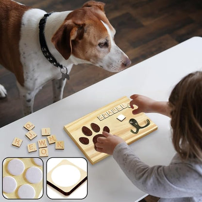 Dog Leash Holder Wall Mount, Pet Harness Hanger with Scrabble Letters, Dog Collar Organizer for Entryway, Cat Leash Key Holder for Wall, Pet Memorial Loss Gifts, Keepsake, Home Decor PF218-N