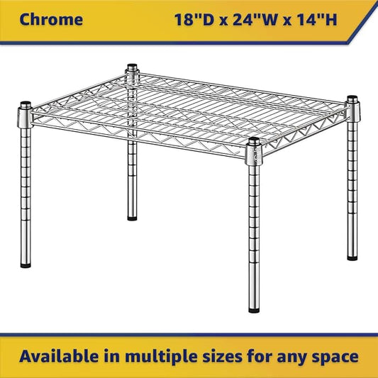 18" x 24" x 14" Chrome Wire Storage Shelf, Dunnage Rack, Commercial 1 Tier Small Shelf