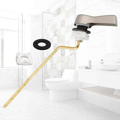 Hibbent Universal Metal Side Mount Toilet Handle Replacement Kit, Brass Toilet Flush Tank Lever with Stainless Steel Flapper Chains for Most Toilets, Brushed Nickel Finish
