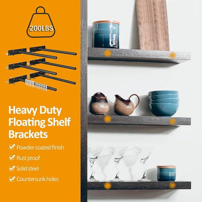 Floating Shelf Brackets, 10 inch Hidden Shelf Brackets Heavy Duty Blind Shelf Support, 200LBS Load Capacity, 6 Pack Floating Shelf Hardware for DIY Wood Wall Floating Shelves