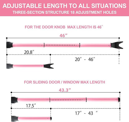 Rerishom Door Security Bar, Door Stoppers Security bar,Heavy Duty Door Lock Security Door Jammer Door Stopper for Apartment, Hotel Room,Screen Door Hardware, Gate Lock Bar(2 Pack,Pink)