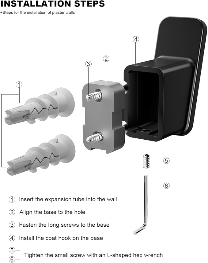 4-Pack Matte Black Towel Hook for Bathroom, Robe Coat Hook, Heavy Duty Wall Hooks for Hanging Bag Hat Mudroom Bedroom Shower Closet, Drill in Hanger Mount with Screw, Holder Back of Door Outdoor