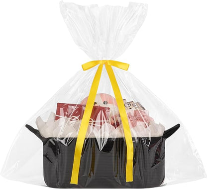 Basket for Gifts Empty, Woven Storage Basket with Gift Bag, Ribbon and Wrap Tissue Paper, Small Rope Toy Storage with Handles for Baby Shower, Dog Toy Organizer, 13.6" x 10" x 5.9”