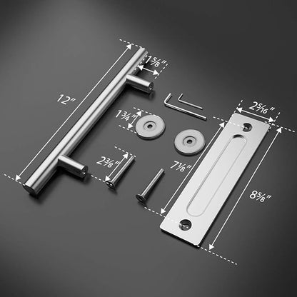 SMARTSTANDARD 12" Barn Door Handles,Sliding Barn Door Pull Handle Stainless Steel,Heavy Duty Large Rustic Two-Side Design for Gates Garages Sheds Furniture Round