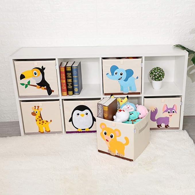 CLCROBD Foldable Animal Cube Storage Bins Fabric Toy Box/Chest/Organizer for Kids Nursery, 13 inch (Fox)