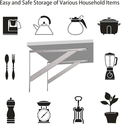 YUMORE 14" Stainless Steel Shelf Bracket, Max Load: 550lb Heavy Duty Solid Shelf Support Corner Brace Joint Right Angle Bracket, Pack of 2