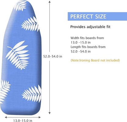 SheeChung Ironing Board Cover and Pad 15x54,Thick Ironing Board Cover with Padding Standard Size,Heavy Duty Iron Pad Cover with Elastic Edge & Adjustable Fastener,Full Size Scorch Resistant Padding