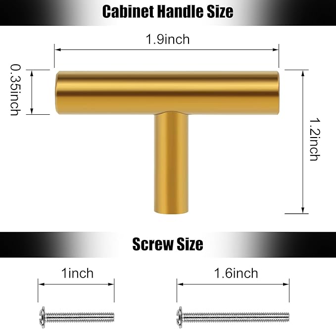 Romeda 12 Pack Gold Cabinet Knobs, 2in Single Hole Cabinet Hardware with Screws 1in & 1.5in, Gold Drawer Pulls for Kitchen Bedroom Furniture