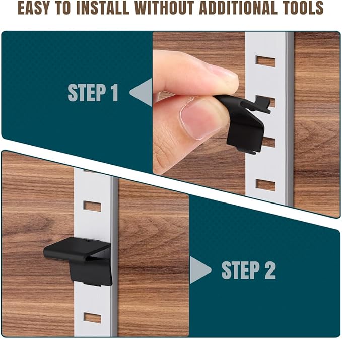 Lenink 256P-ZC Adjustable Pilaster Shelf Clip, 28 Pcs Black Shelving Brackets Clips for Metal and Wood Shelving