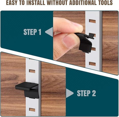 Lenink 256P-ZC Adjustable Pilaster Shelf Clip, 28 Pcs Black Shelving Brackets Clips for Metal and Wood Shelving