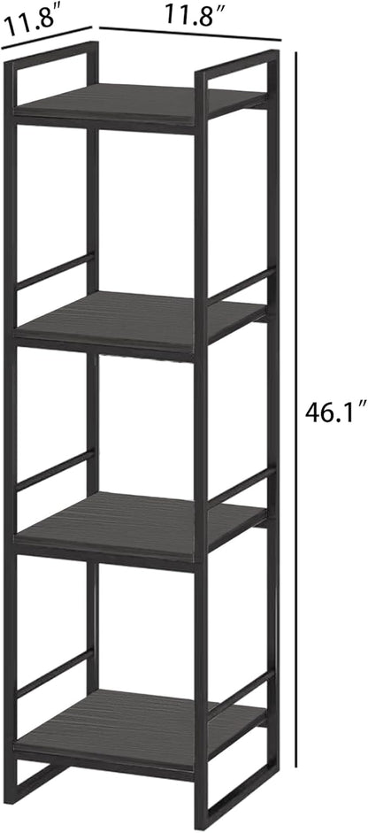 BYFU 4 Tier Bathroom Storage Open Shelf, Freestanding Metal Corner Storage Rack Shelving Unit for Bathroom Kitchen Living Room Hallway, Black