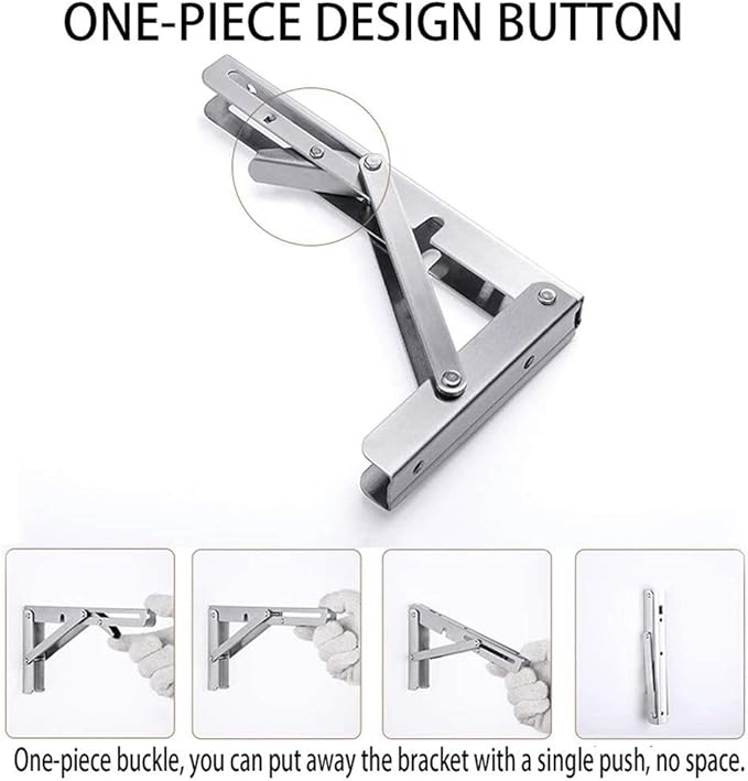 Storystore Folding Shelf Brackets - 22 Inch Heavy Duty Stainless Steel Collapsible Shelf Bracket for Bench Table, Space Saving DIY Bracket, Max Load: 550lb (2 PCS)