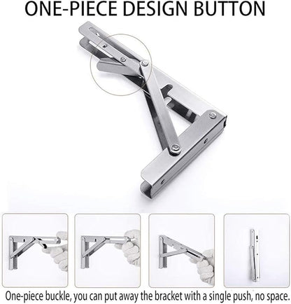 Storystore Folding Shelf Brackets - 14Inch Heavy Duty Stainless Steel Collapsible Shelf Bracket for Bench Table, Space Saving DIY Bracket, Max Load: 550lb