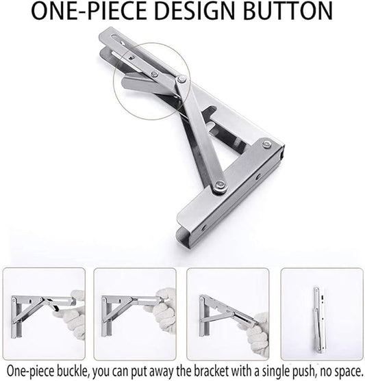 Storystore Folding Shelf Brackets - 24 Inch Heavy Duty Stainless Steel Collapsible Shelf Bracket for Bench Table, Space Saving DIY Bracket, Max Load: 550lb