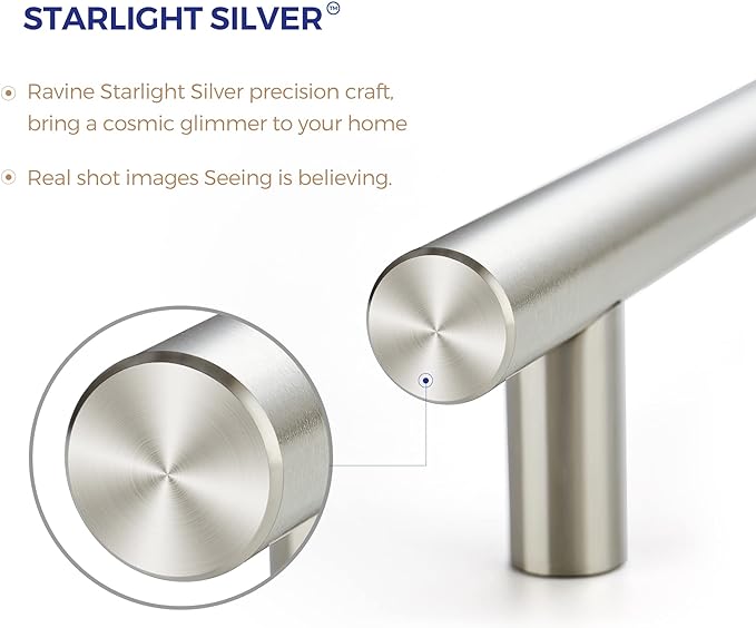 Ravinte 50 Pack 5" Cabinet Pulls Brushed Nickel Stainless Steel Kitchen Drawer Cupboard Pulls Cabinet Handles 5" Length with 3" Hole Center