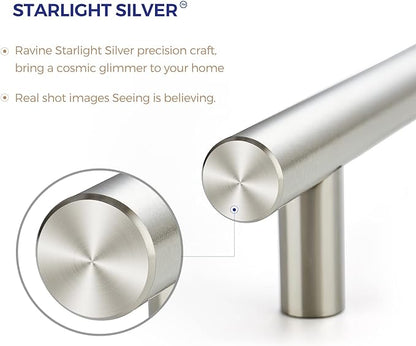 Ravinte 50 Pack 5" Cabinet Pulls Brushed Nickel Stainless Steel Kitchen Drawer Cupboard Pulls Cabinet Handles 5" Length with 3" Hole Center