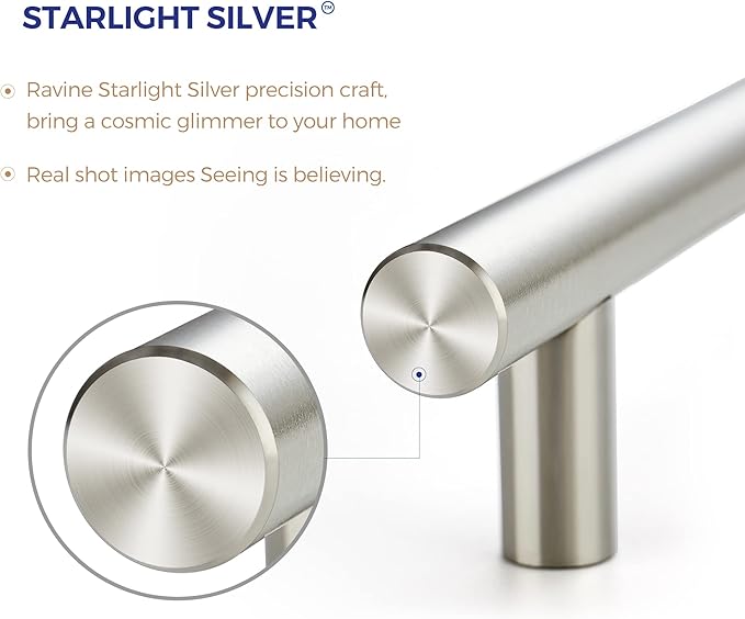 Ravinte 5 Pack | 5'' Cabinet Pulls Satin Nickel Stainless Steel Kitchen Drawer Pulls Cupboard Pulls Brushed Nickel Cabinet Handles 5”Length with 3” Hole Center