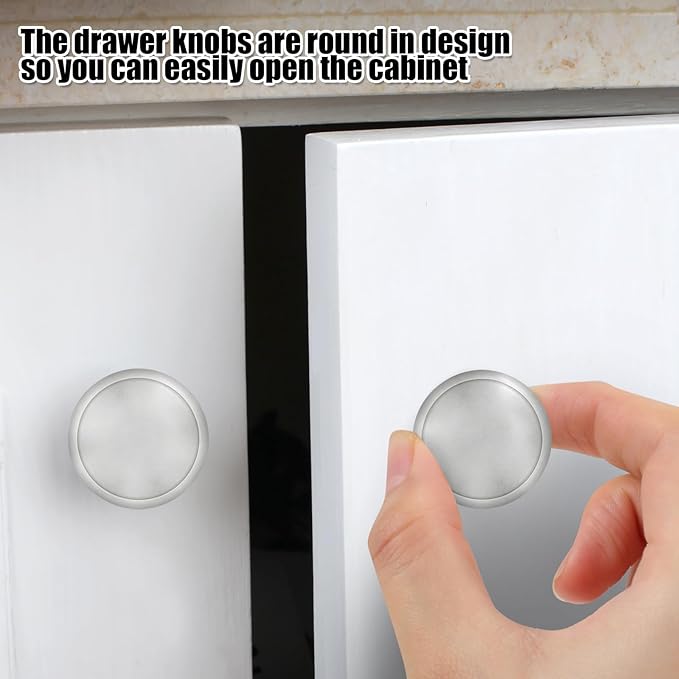 Romeda 30mm Silver Cabinet Knobs - 18 Pieces Drawer Pulls for Dressers, Kitchen, Cabinets With Screw