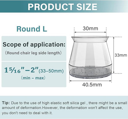 24 Pcs Chair Leg Floor Protectors Round, Silicone Felt Furniture Leg Pads Caps Covers for Hardwood Floors (Fit 1-5/16" to 2")