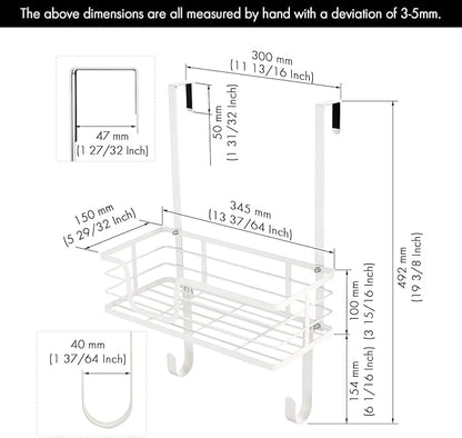 KES Ironing Board Hanger, Over The Door Ironing Board Holder, T-Leg Ironing Board Door Hanger for 1 3/4" Door, Metal Iron Holder White, HIR500B-WH