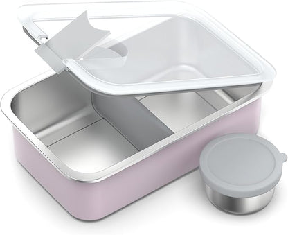 Stainless Steel Bento Lunch Box for Kids, 33oz Leak-Proof Lunch Box Containers, Microwave-Safe, with Adjustable Divider, Convenient Metal Lunchbox for School, Travel