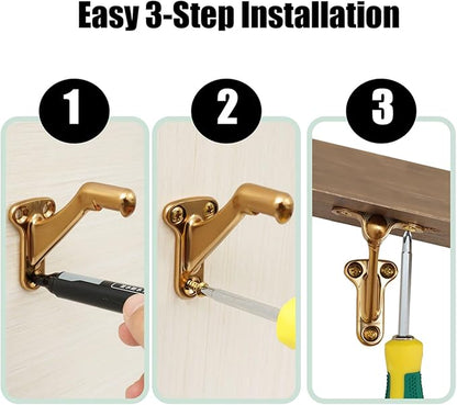 Triumph Hardware,3 Pack,3" Heavy Duty handrail Bracket Champagne Bronze,Stair Railing Bracket DIY Easy Installation Hardware