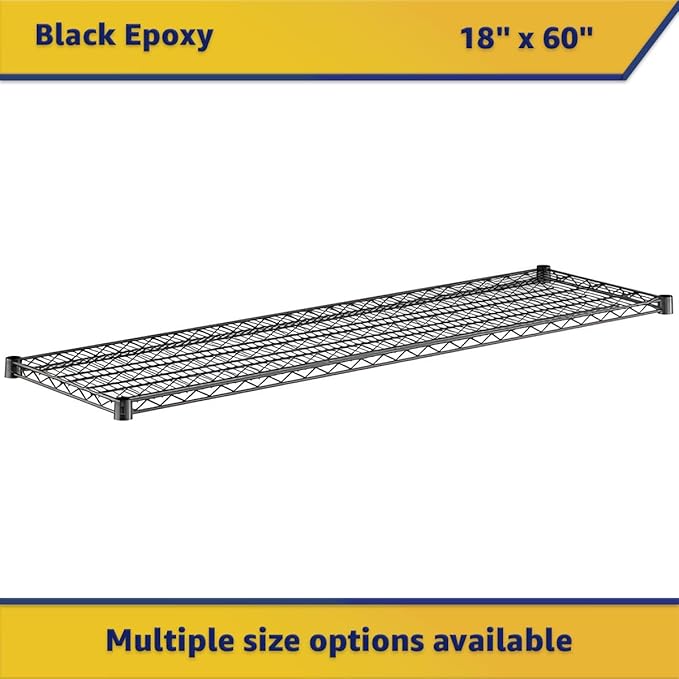 2-Pack Black 18" x 60" Additional Wire Shelf for Shelving Units, Replacement Shelves for Wire Rack