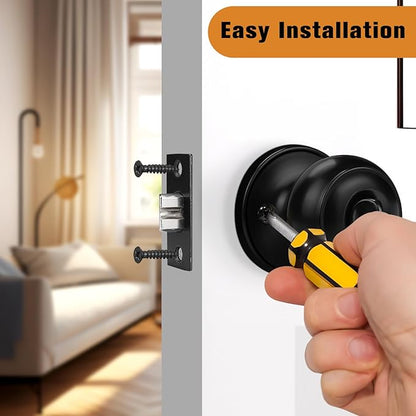 Probrico Door Knobs, Interior Doorknob Privacy Locking Function for Bedroom Bathroom, Adjustable Reinforced Lock Latch, Modern Universial Door Handles, Black, 15 Pack