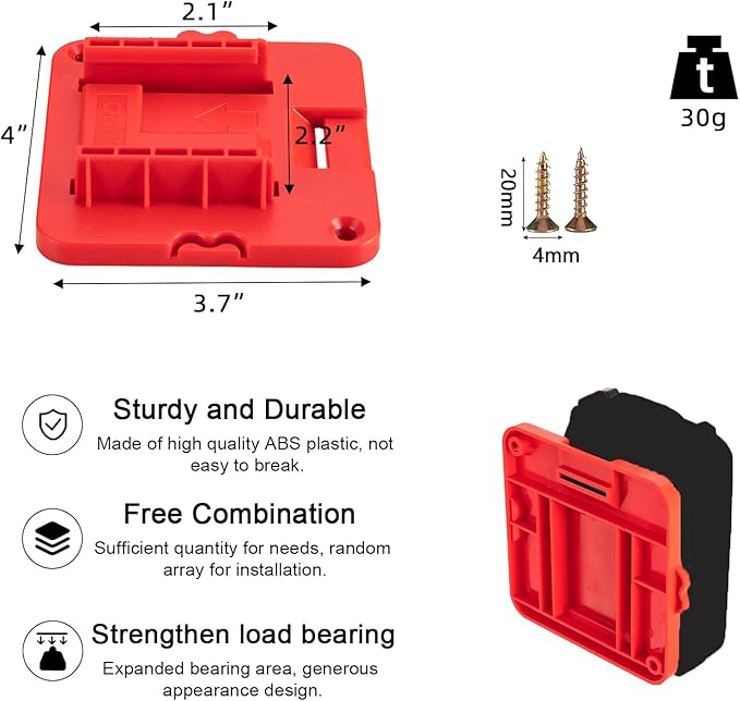 Battery Mount Holder Compatible for Craftsman 20V Batteries, Wall Mounts Hanger Fit for CMCB204 CMCB202 CMCB201, Organize Garage/Workshop/Work Truck(5 Pack, w/10 Screws, No Battery)
