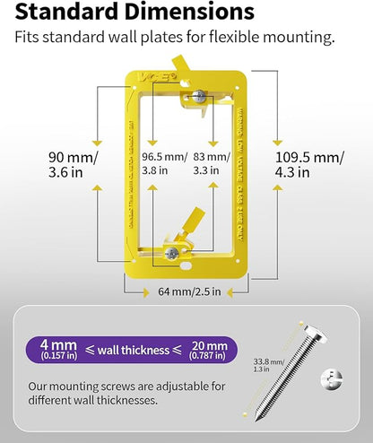 VCE Low Voltage Mounting Bracket (1 Gang, 5 Pack) for Single Gang Wall Plate, Telephone Wires, Network Cables, HDMI, Coaxial, Speaker Cables, Yellow