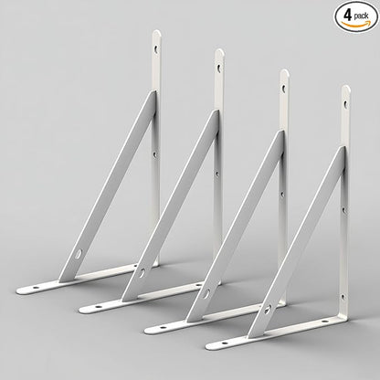 10 Inch Shelf Brackets, Set of 4, Steel (White, 10inch 4 Pack)
