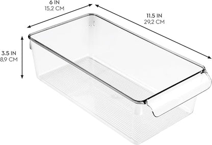 iDesign Fridge Storage Bin with Handle - Fridge Tray for Meats and Cheeses - Set of 4 - Clear