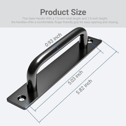 2PCS 5.8 Inches Barn Door Handle, Premium Aluminum Alloy Gate Handle, Sturdy Black Sliding Door Pull Handles for Kitchen, Cabinet, Bathroom, Closet, and Easy Install