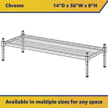 14" x 36" x 8" Chrome Wire Storage Shelf, Dunnage Rack, Commercial 1 Tier Small Shelf