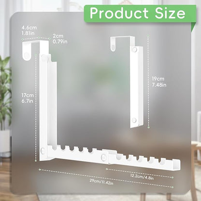 Over Door Hooks,Over the Door Clothes Hanger with 10 Ridges,Space-Saving Over the Door Drying Rack,Door Hooks for Hanging Clothes,Larger Capacity Over the Door Hanger (1, White)