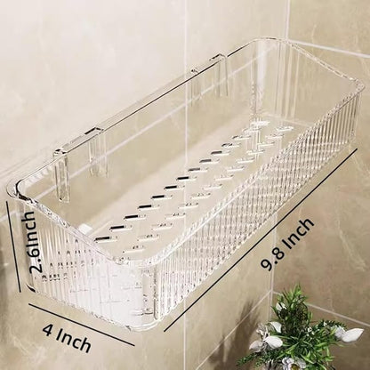 2 Pcs Wall Mounted Shower Caddy, Adhesive Bathroom Caddy Shelf Organizer Makeup Organizer Storage Bins for Bathroom Kitchen