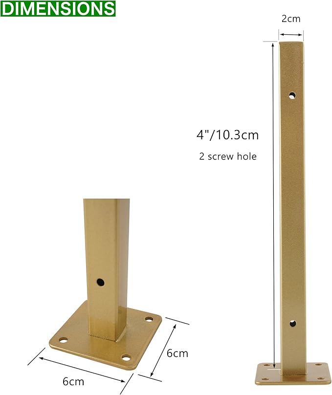 6 Pcs Gold Shelf Bracket 4 Inch Heavy Duty Brackets for Shelf Metal Wall Floating Shelving Brackets Industrial Shelf Brackets for Space Saving