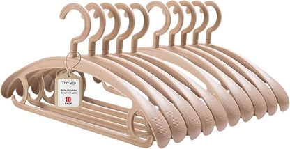 10 Pack Heavy Duty Coat Hangers 25lb Load Capacity Swivel Suit Clothes Hanger Wide Shoulder Jacket Hangers Thick Large Non Slip Hanger (Kahki)