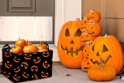 Essme Rectangular Halloween Basket,Kids Baskets Empty with Handles for Kids Halloweens Room Decor,Boys and Girls,Candy Basket（Funny face）