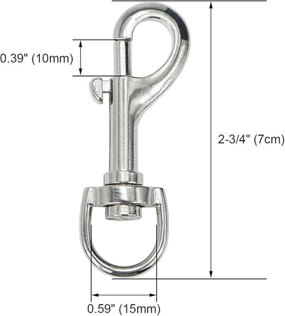 Heavy Duty Swivel Snap Hooks Pet Buckle Trigger Clip Clasp for Linking Dog Leash Collar Key Chain Clothlines (2-3/4" (7cm), 10 Pack)