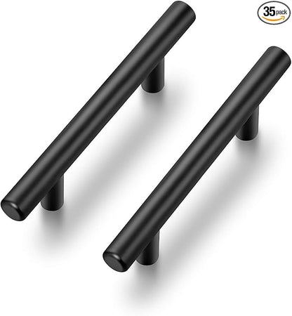Ravinte 35 Pack | 5'' Cabinet Pulls Matte Black Stainless Steel Kitchen Drawer Pulls Cabinet Handles 5”Length, 3” Hole Center