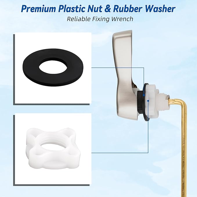 Hibbent Universal Front Mount Metal Toilet Handle Replacement Kit, Brass Toilet Tank Flush Lever with Stainless Steel Adjustable Flapper Chains for Most Toilets, Brushed Nickel
