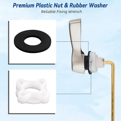 Hibbent Universal Front Mount Metal Toilet Handle Replacement Kit, Brass Toilet Tank Flush Lever with Stainless Steel Adjustable Flapper Chains for Most Toilets, Brushed Nickel
