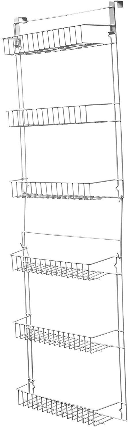 Over the Door Organizer - 6-Tier Adjustable Pantry Shelves and Rack for Kitchen Organization - Organization and Storage by Lavish Home (White)
