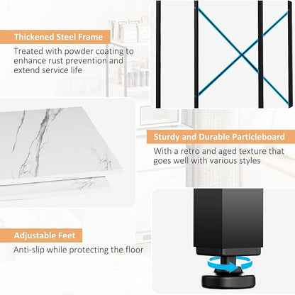Mini Fridge Shelf Mini Fridge and Microwave Stand Over Mini Fridge Storage Rack 3 Tier Microwave and Fridge Stand Suitable for Dorm, Kitchens, Offices, Marble