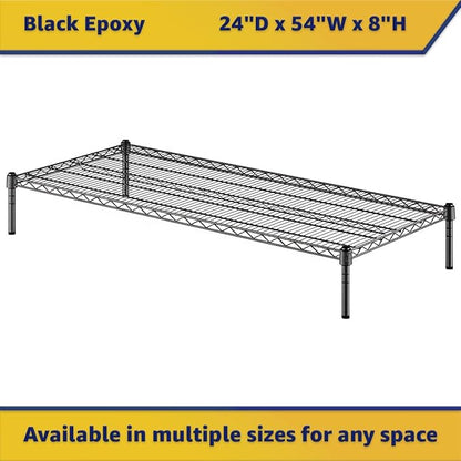 24" x 54" x 8" Black Epoxy Wire Storage Shelf, Dunnage Rack, Commercial 1 Tier Small Shelf