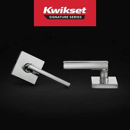 Kwikset Halifax Interior Passage Door Handle, Lever For Closet and Hallway Doors, Reversible Non-Locking Handle Lever, Polished Chrome, Square Rose