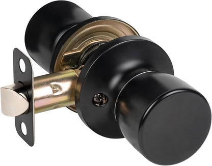 HOSOM Passage Door Knob, Matte Black Door Knobs Keyless Doorknobs for Interior Doors, Hallway, Closet and More, No Locking Door Handle